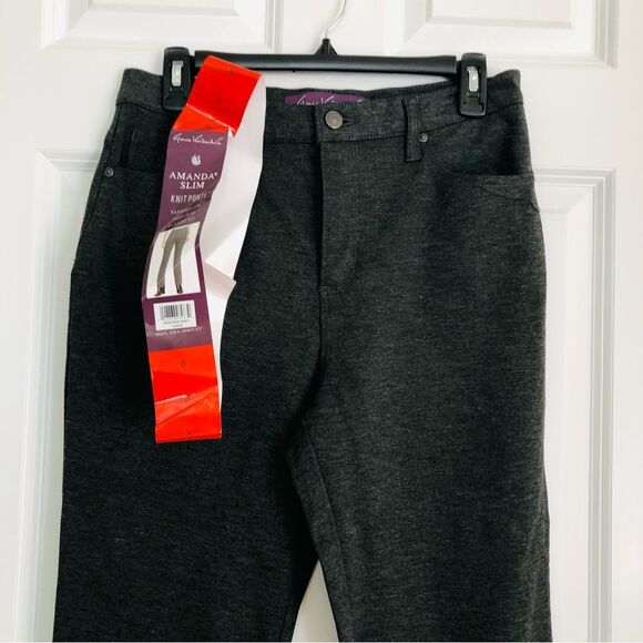 GLORIA VANDERBILT AMANDA WOMEN'S PANTS SIZE 8 GREY KNIT HIGH RISE, CLASSIC FIT - Picture 5 of 11
